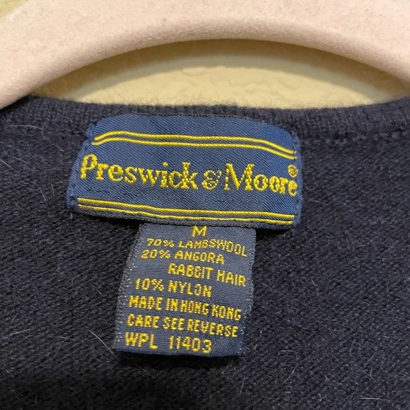 VTG Preswick & Moore Navy Blue Cable Knit Lambswool Angora Sweater Vest Medium - Picture 6 of 6